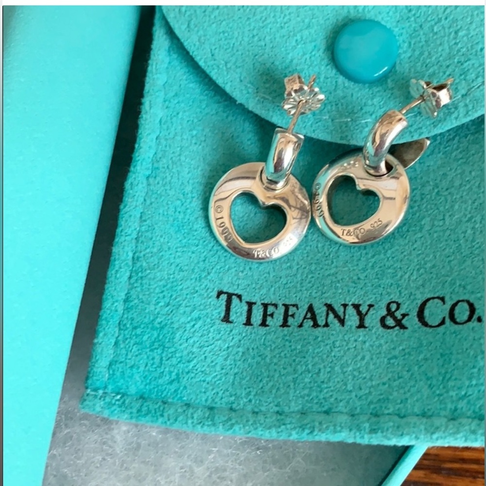 Tiffany & Co. Stencil Heart Earrings with bag and box